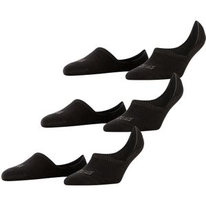 FALKE sokken dames 3-pack high cut footies zwart dames