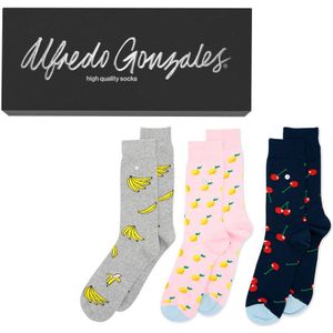 Alfredo Gonzales food giftbox 3-pack sokken, bananas, lemons & cherry&#039;s multi unisex