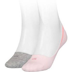 Calvin Klein sokken dames 2-pack low-cut footies logo ck roze & grijs dames