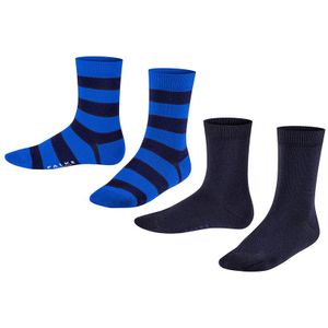 FALKE Happy Stripe Sokken - set van 2 Zwart/Blauw