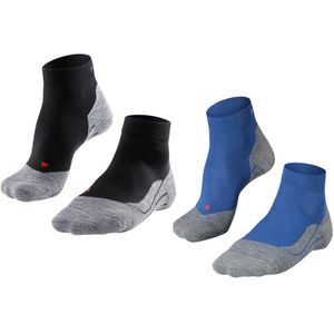 FALKE sokken RU4 halfhoog 2-pack zwart & blauw heren