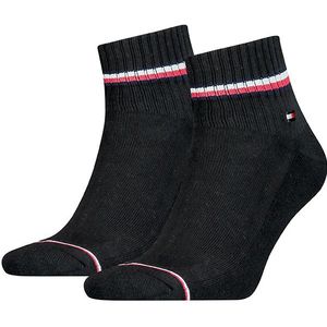 Tommy Hilfiger sokken heren iconic logo lijn quarter 2-pack zwart heren