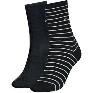 Tommy Hilfiger dames 2-pack sokken small stripe zwart dames