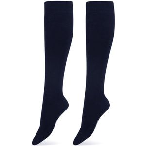 Basset sokken 2-pack bamboe kniekousen marine blauw unisex