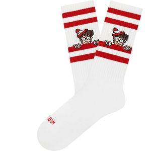 Jimmy Lion sokken athletic wally wit & rood unisex