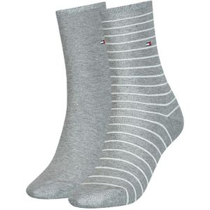 Tommy Hilfiger dames 2-pack sokken small stripe grijs dames