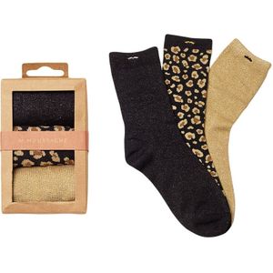 M. Moustache dames giftbox 3-pack sokken glitter leopard multi II dames