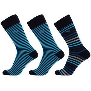 CR7 giftbox 3-pack sokken stripe II blauw heren