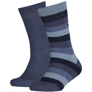 Tommy Hilfiger sokken kids basic stripe 2-pack blauw kids