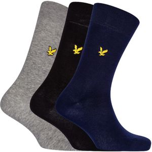 Lyle & Scott 3-pack sokken angus zwart, blauw & grijs heren