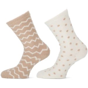 Basset dames 2-pack huissokken chevron dots beige dames