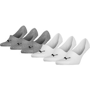 PUMA sokken 6-pack footies grijs & wit unisex