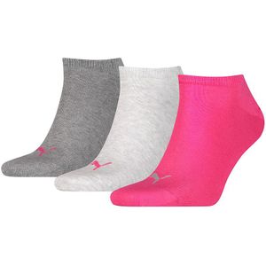 PUMA 3-pack sneakersokken grijs & roze unisex