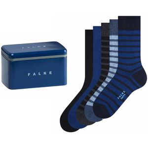 FALKE happy giftbox 5-pack sokken stripe solid blauw & zwart heren