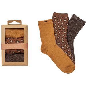 M. Moustache dames giftbox 3-pack sokken glitter leopard multi  dames