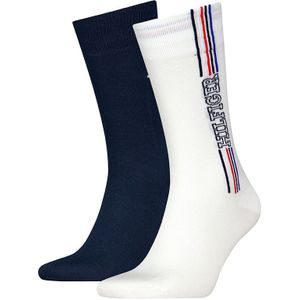 Tommy Hilfiger 2-pack sokken hilfiger logo blauw & wit heren