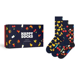 Happy Socks giftbox 3-pack sokken food blauw & zwart unisex