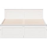 vidaXL Bedframe zonder matras met hoofdbord grenenhout wit 140x190 cm