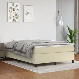 vidaXL Boxspringframe kunstleer crèmekleurig 140x190 cm