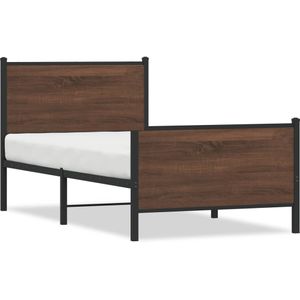 vidaXL Bedframe zonder matras metaal bruin eikenkleurig 100x190 cm