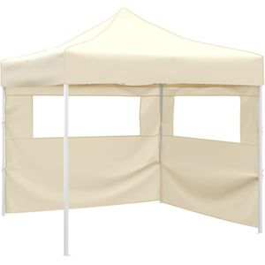 vidaXL - Vouwtent - met - 2 - wanden - 3x3 - m - crème