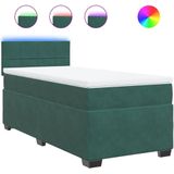 vidaXL - Boxspring - met - matras - fluweel - donkergroenx190 - cm