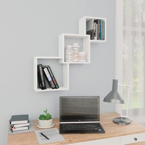 vidaXL Wandschappen kubus 68x15x68 cm bewerkt hout wit