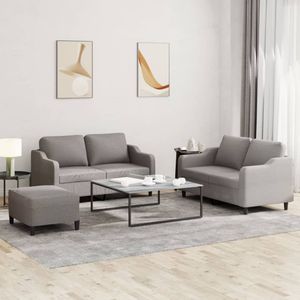 vidaXL 3-delige Loungeset met kussens stof taupe