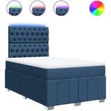 vidaXL Boxspring met matras stof blauw 120x200 cm