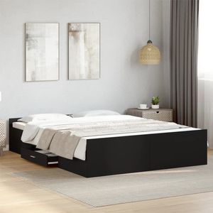 vidaXL Bedframe met lades bewerkt hout zwart 160x200 cm