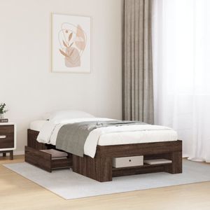 vidaXL Bedframe zonder matras bewerkt hout bruin eikenkleur 75x190 cm