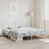 vidaXL Bedframe met hoofdbord metaal wit 193x203 cm