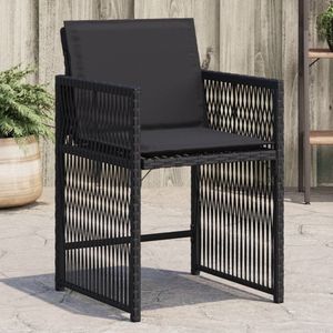 vidaXL Tuinstoelen 4 st met kussens poly rattan zwart