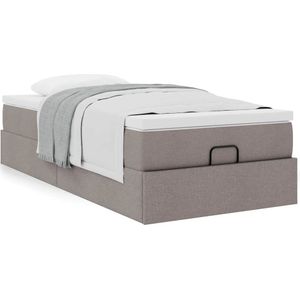 vidaXL Ottoman bed met matras 100x200cm stof taupe