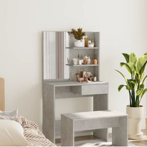 vidaXL Kaptafel met spiegel 74,5x40x141 cm betongrijs