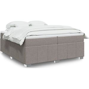 vidaXL Boxspring met matras stof taupe 200x200 cm