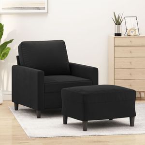 vidaXL Fauteuil met voetenbank 60 cm fluweel zwart