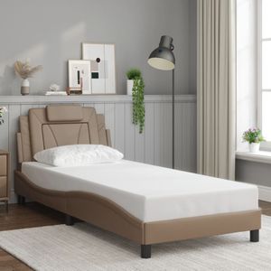 vidaXL Bedframe met hoofdbord kunstleer cappucinnokleurig 80x200 cm