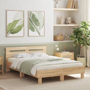 vidaXL Bedframe met hoofdeinde bewerkt hout sonoma eiken 120x190 cm