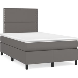 vidaXL Boxspring met matras en LED kunstleer grijs 120x190 cm