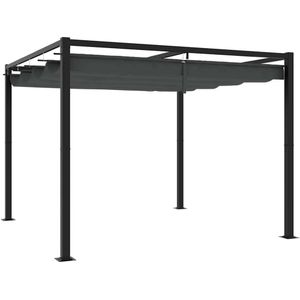 vidaXL Prieel met uittrekbaar dak 3x3 m staal antracietkleurig