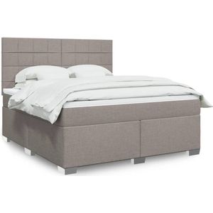 vidaXL Boxspring met matras stof taupe 180x200 cm