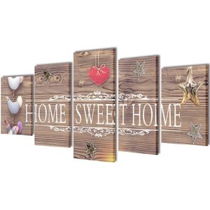 Canvas muurdruk print set home sweet home 100 x 50 cm