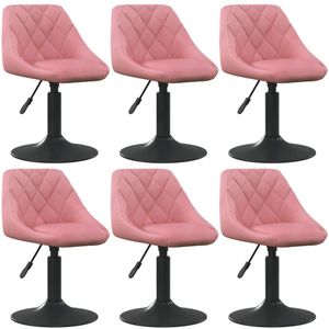 vidaXL Eetkamerstoelen draaibaar 6 st fluweel roze