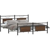 vidaXL Bedframe zonder matras metaal bruin eikenkleur 180x200 cm