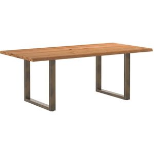 vidaXL Eettafel met natuurlijke rand massief eikenhout rechthoekig