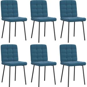 vidaXL Eetkamerstoelen 6 st fluweel blauw