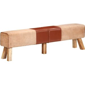 vidaXL Gymbok 160 cm echt leer en canvas bruin