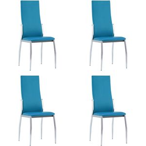 vidaXL Eetkamerstoelen 4 st kunstleer blauw