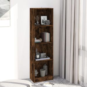 VidaXL Boekenkast 4-laags 40x24x143 cm - Bewerkt Hout - Gerookt Eikenkleur